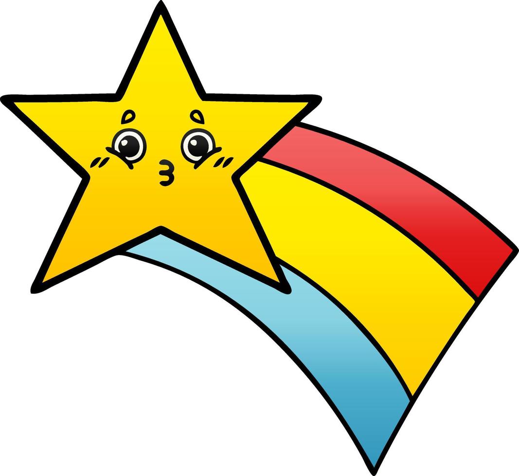 gradient shaded cartoon shooting rainbow star vector