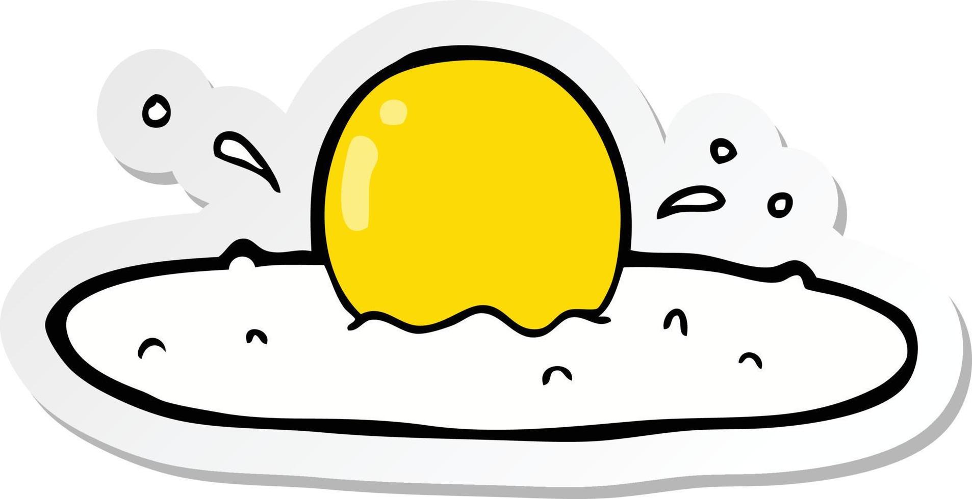 sticker of a cartoon fried egg vector