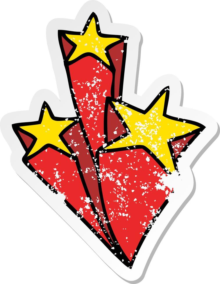 distressed sticker of a quirky hand drawn cartoon stars vector
