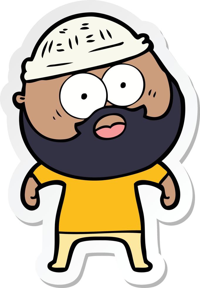 sticker of a cartoon bearded man vector