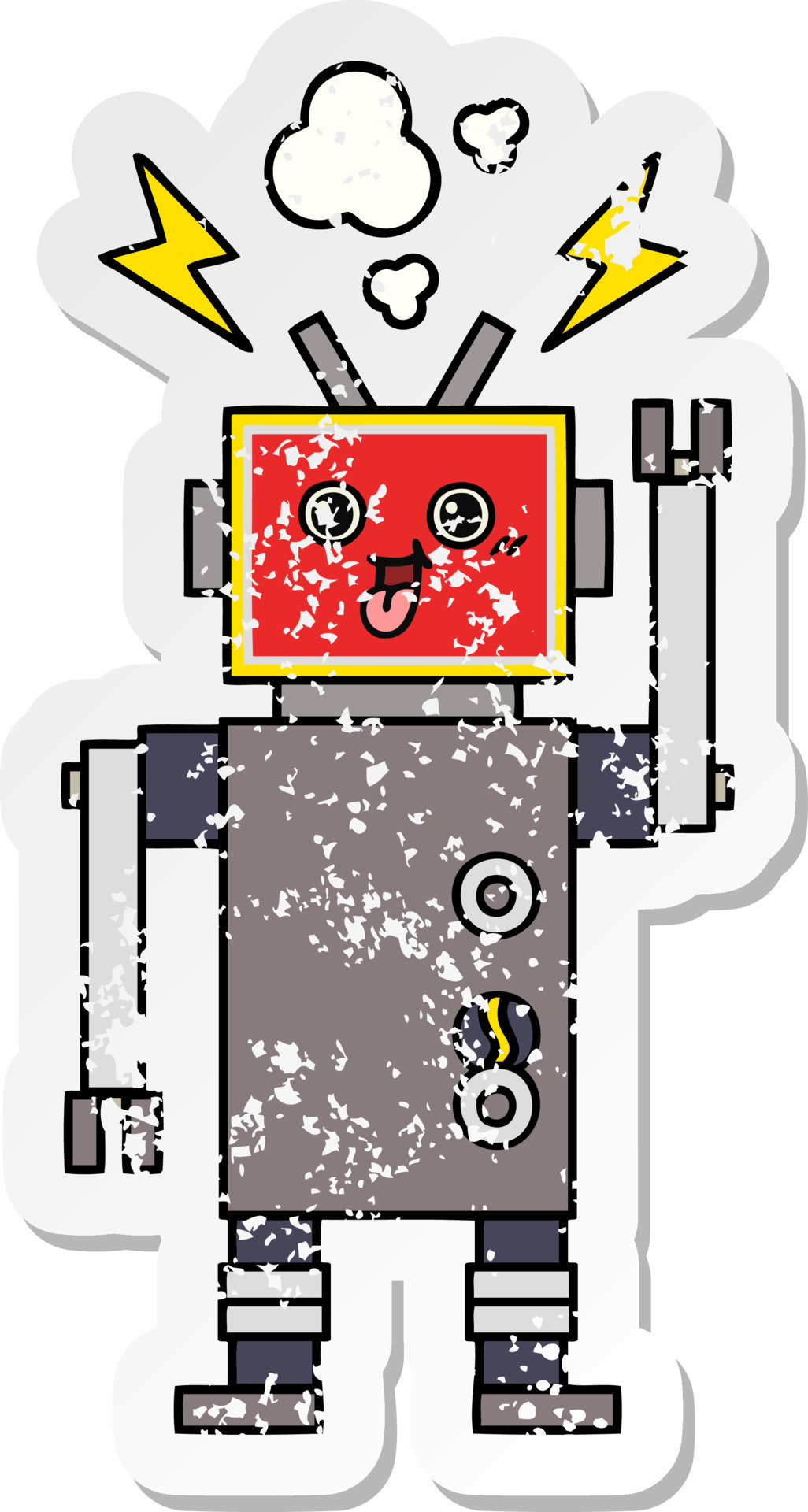 distressed sticker of a cute cartoon crazed robot 10542642 Vector Art at Vecteezy distressed sticker of a cute cartoon crazed robot 10542642 Vector Art at Vecteezy