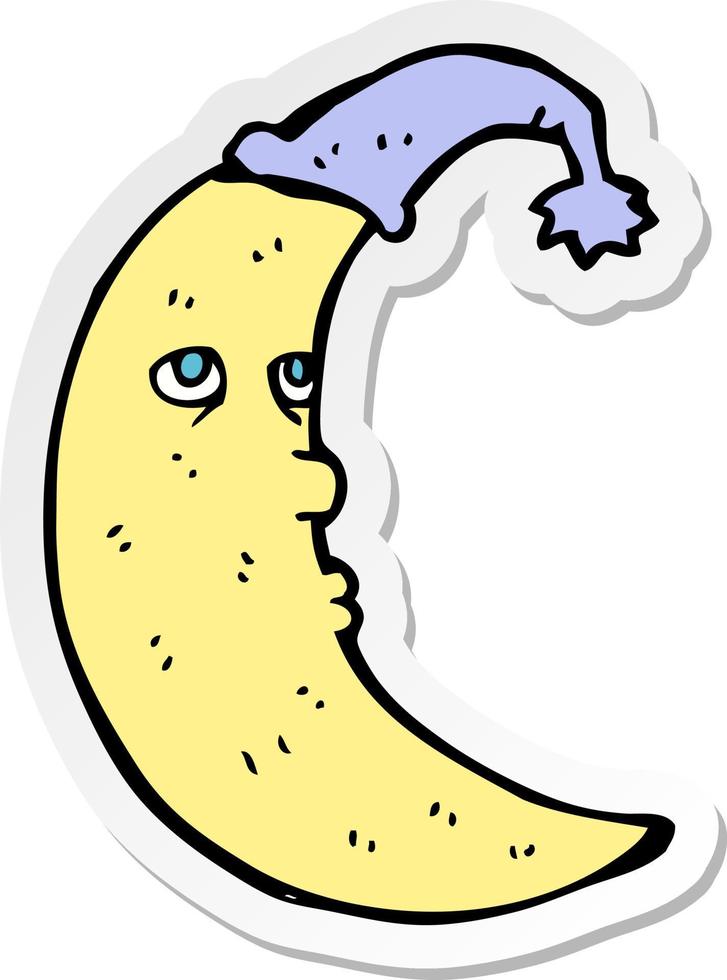 sticker of a sleepy moon cartoon vector