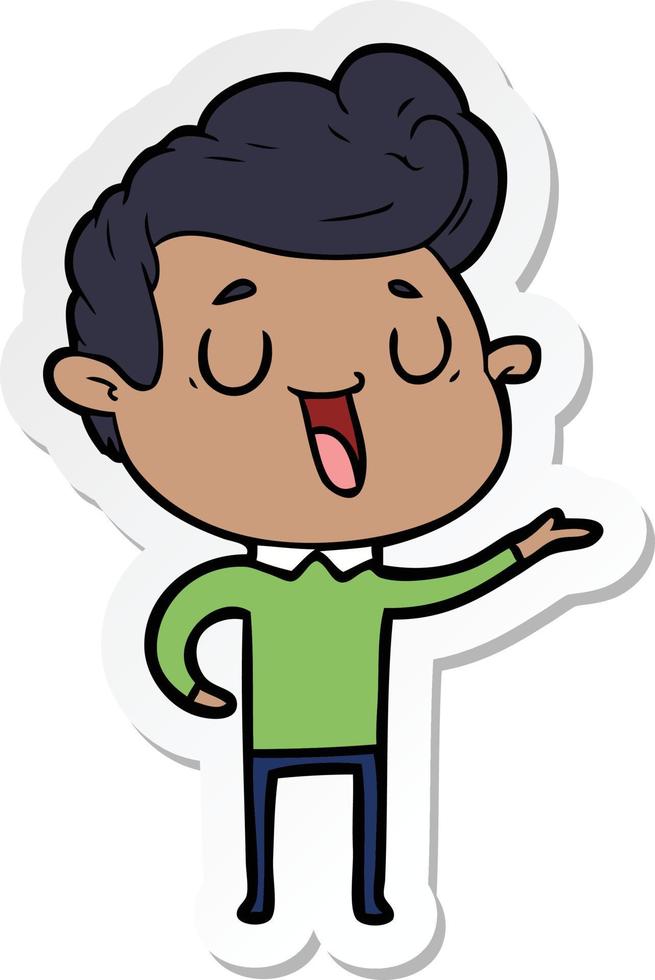 sticker of a happy cartoon man vector