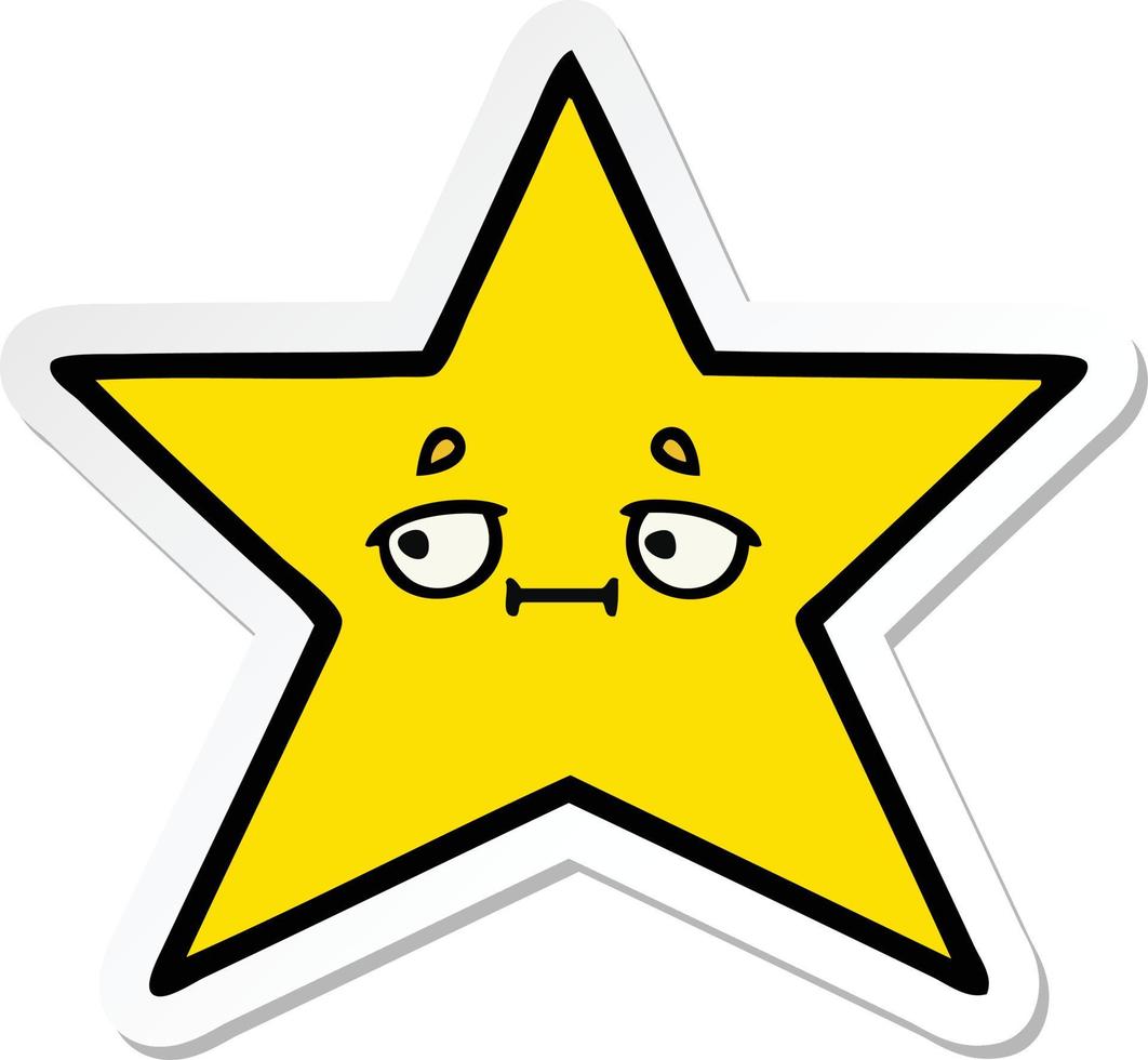 sticker of a cute cartoon gold star vector