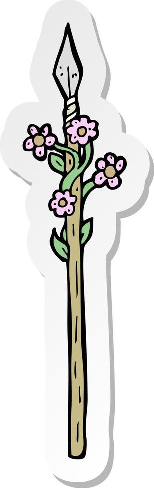 sticker of a cartoon flowering spear vector