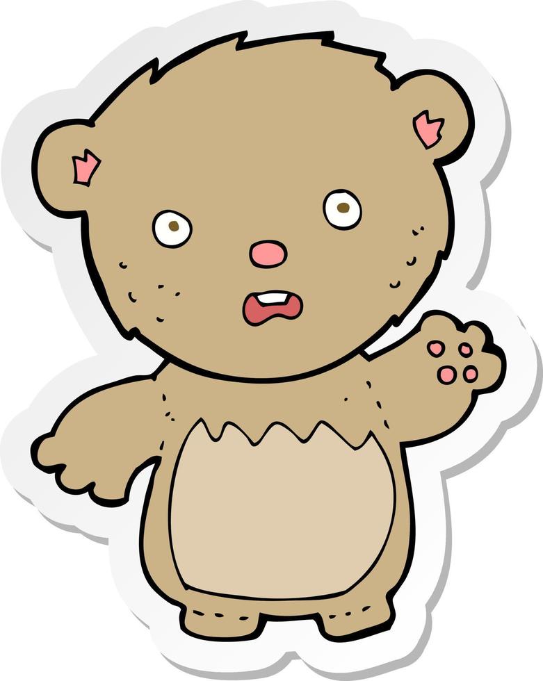 sticker of a cartoon worried teddy bear vector