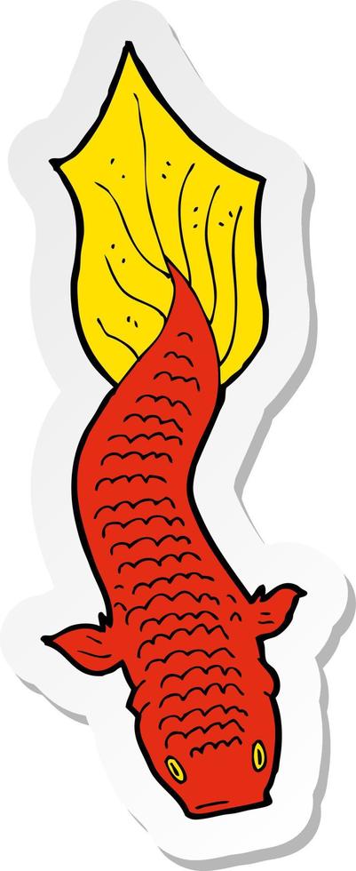 sticker of a cartoon fish vector