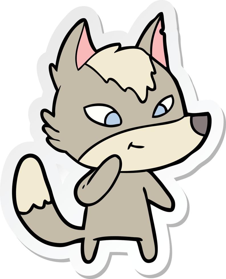 sticker of a friendly cartoon wolf vector