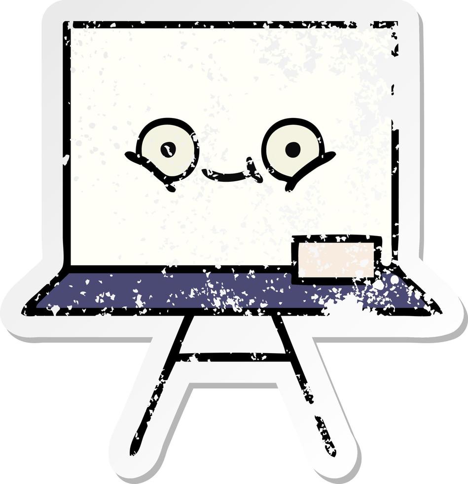 distressed sticker of a cute cartoon white board vector