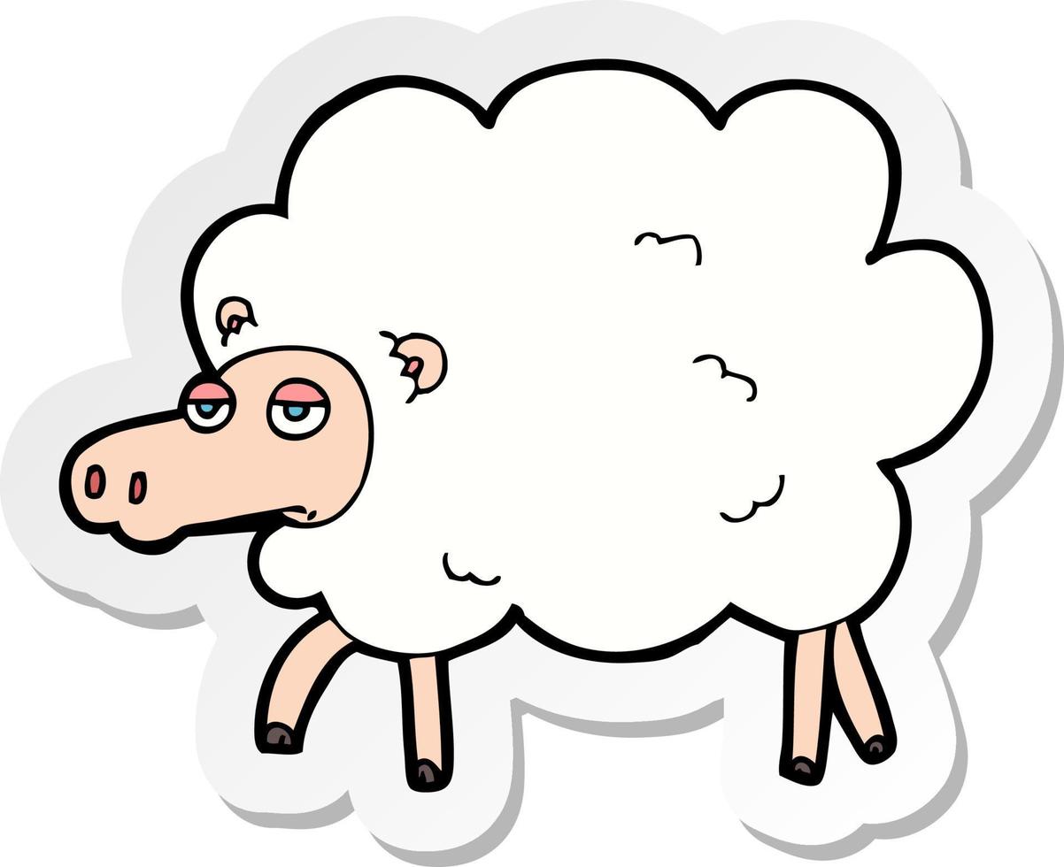 sticker of a cartoon sheep vector