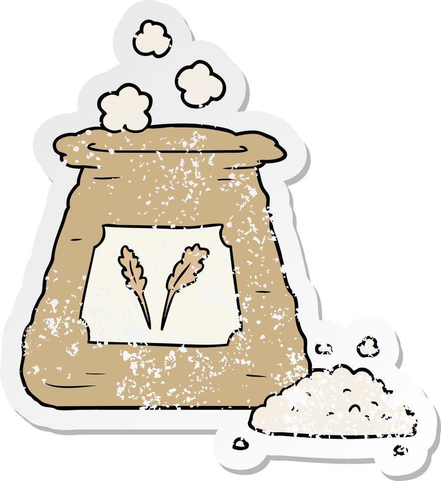 distressed sticker of a cartoon bag of flour vector