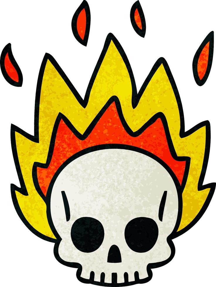 quirky hand drawn cartoon skull vector
