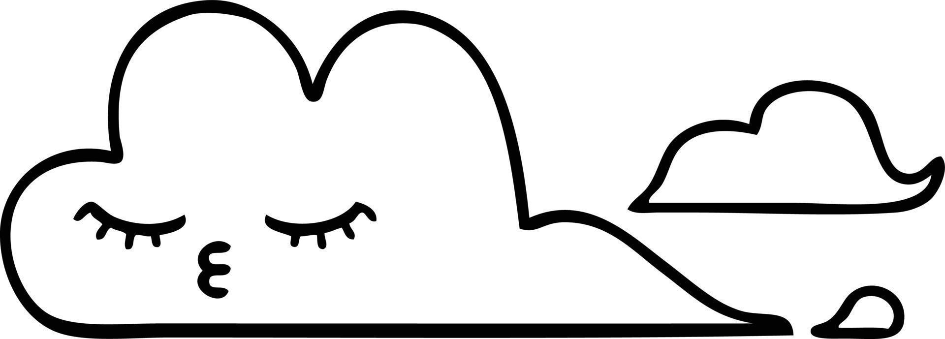 line drawing cartoon white cloud vector