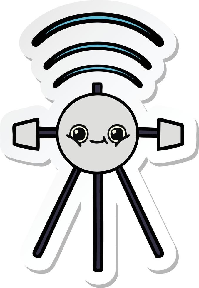 sticker of a cute cartoon satellite vector