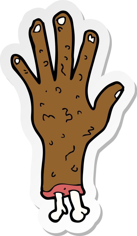 sticker of a gross zombie hand cartoon vector