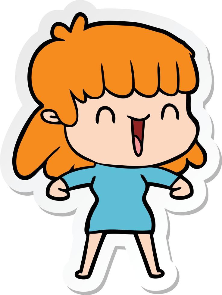 sticker of a cartoon woman vector