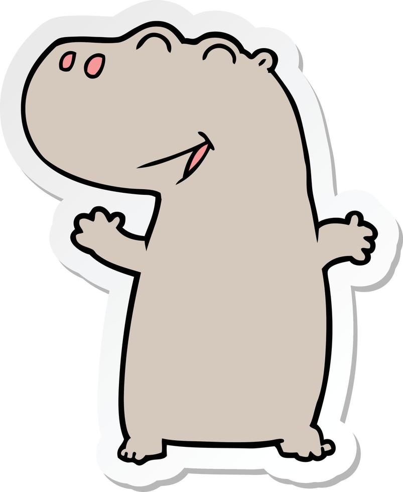 sticker of a cartoon hippopotamus vector