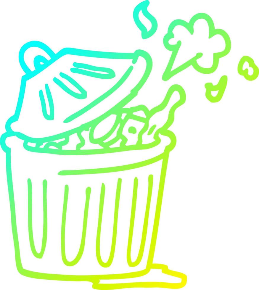 cold gradient line drawing cartoon waste bin vector