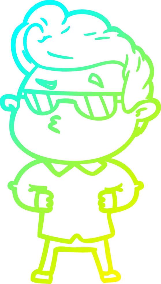 cold gradient line drawing cartoon cool guy vector