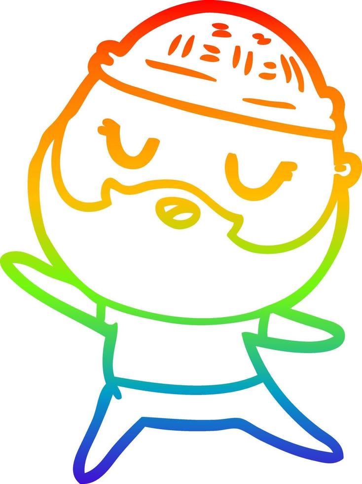 dibujo de línea de gradiente de arco iris hombre de dibujos animados con barba vector