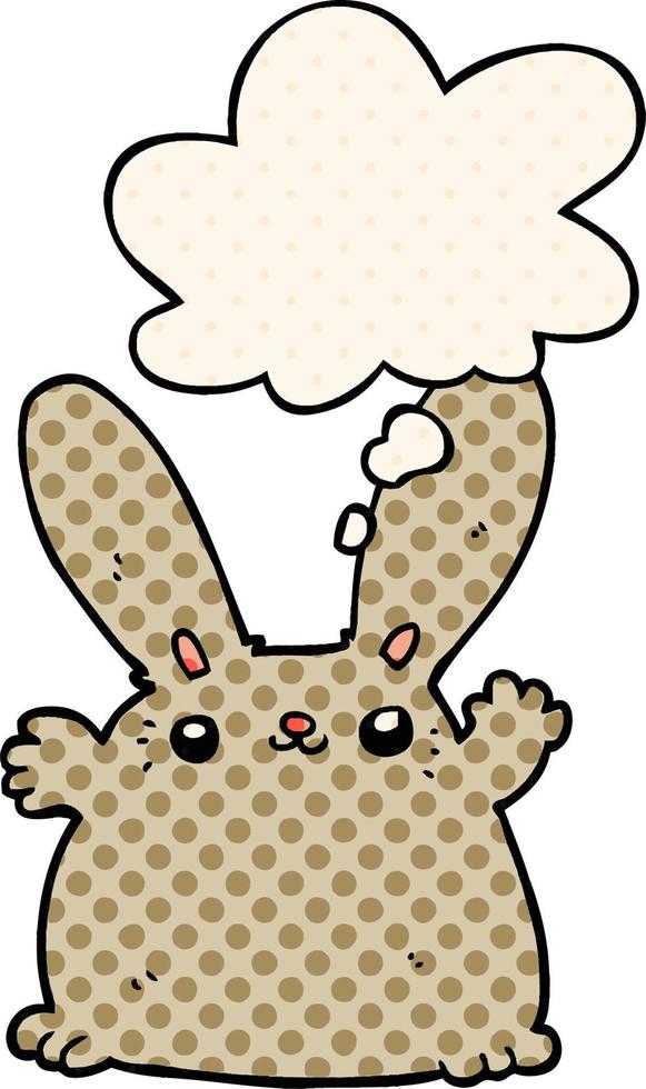 cartoon rabbit and thought bubble in comic book style vector