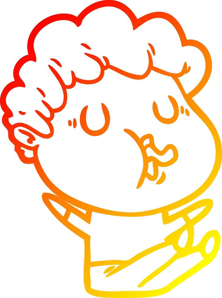 warm gradient line drawing cartoon man singing vector