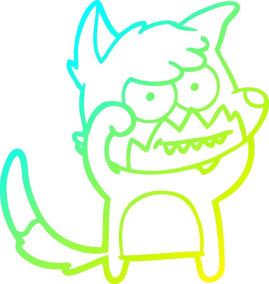 cold gradient line drawing cartoon grinning fox vector