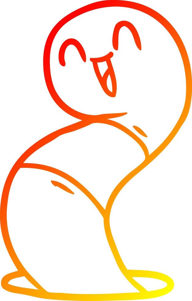 warm gradient line drawing cartoon happy worm vector