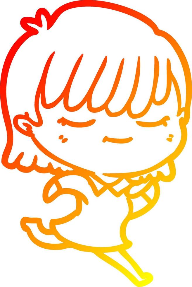 warm gradient line drawing cartoon woman vector