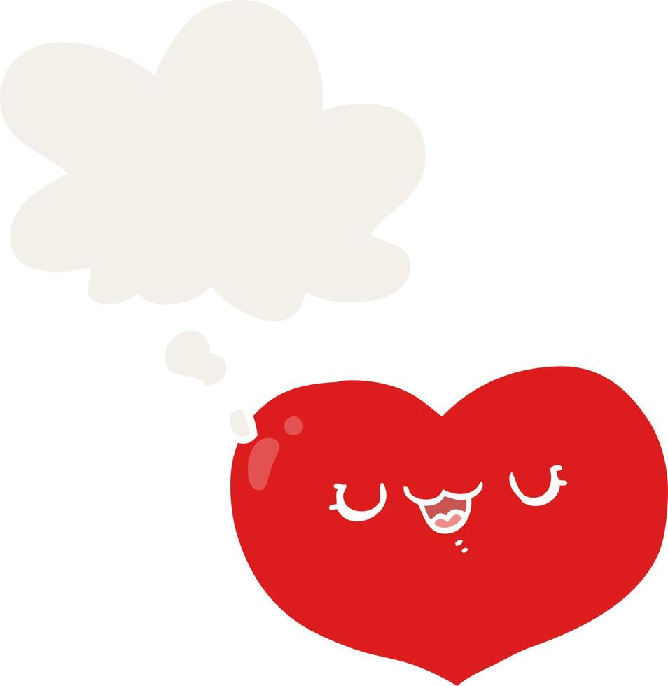 cartoon love heart and thought bubble in retro style vector