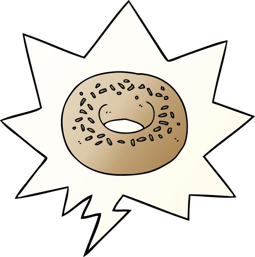 cartoon donut and speech bubble in smooth gradient style vector