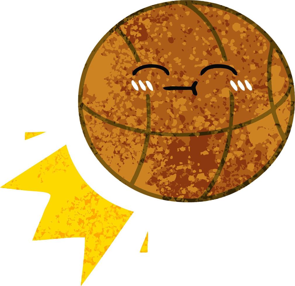retro illustration style cartoon basketball vector