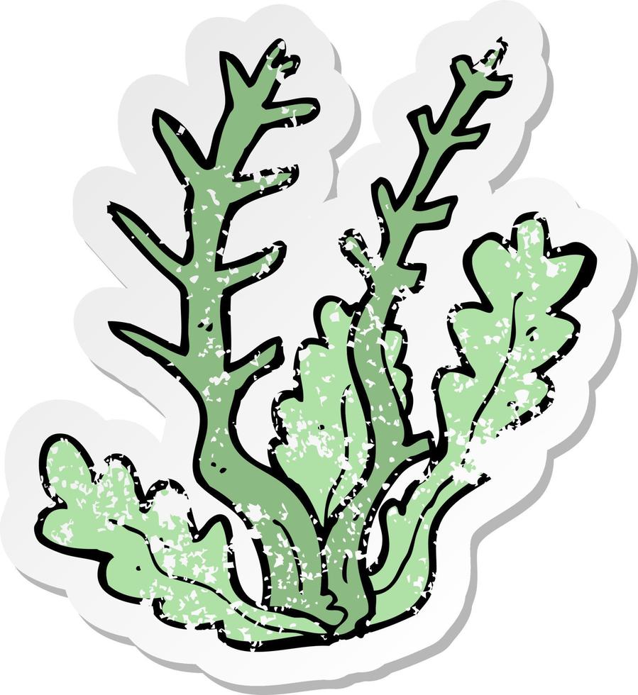 retro distressed sticker of a cartoon seaweed vector