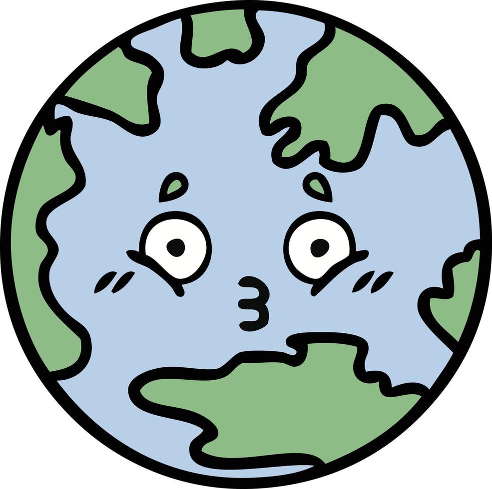cute cartoon planet earth vector