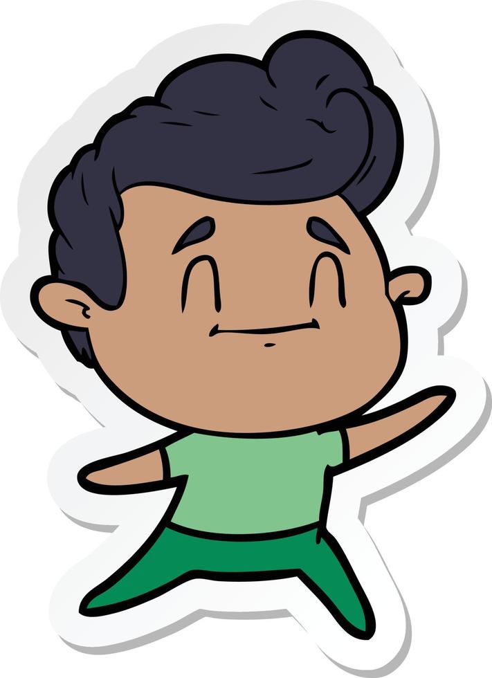sticker of a happy cartoon man vector