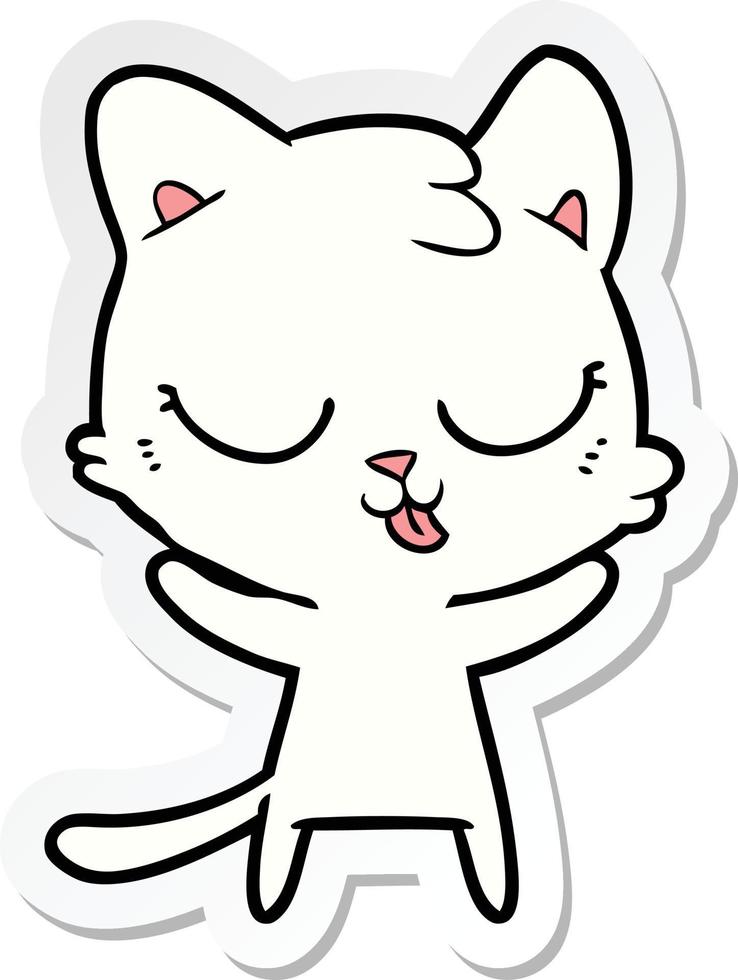 sticker of a cute cartoon cat vector