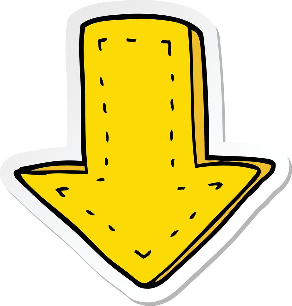 sticker of a cartoon pointing arrow vector