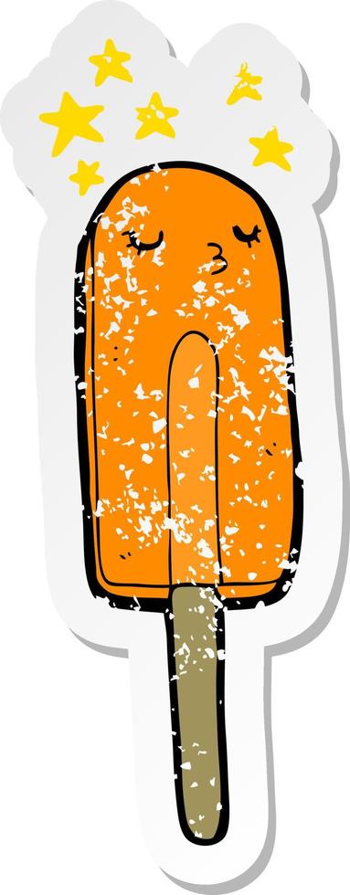 distressed sticker of a cartoon ice lolly vector