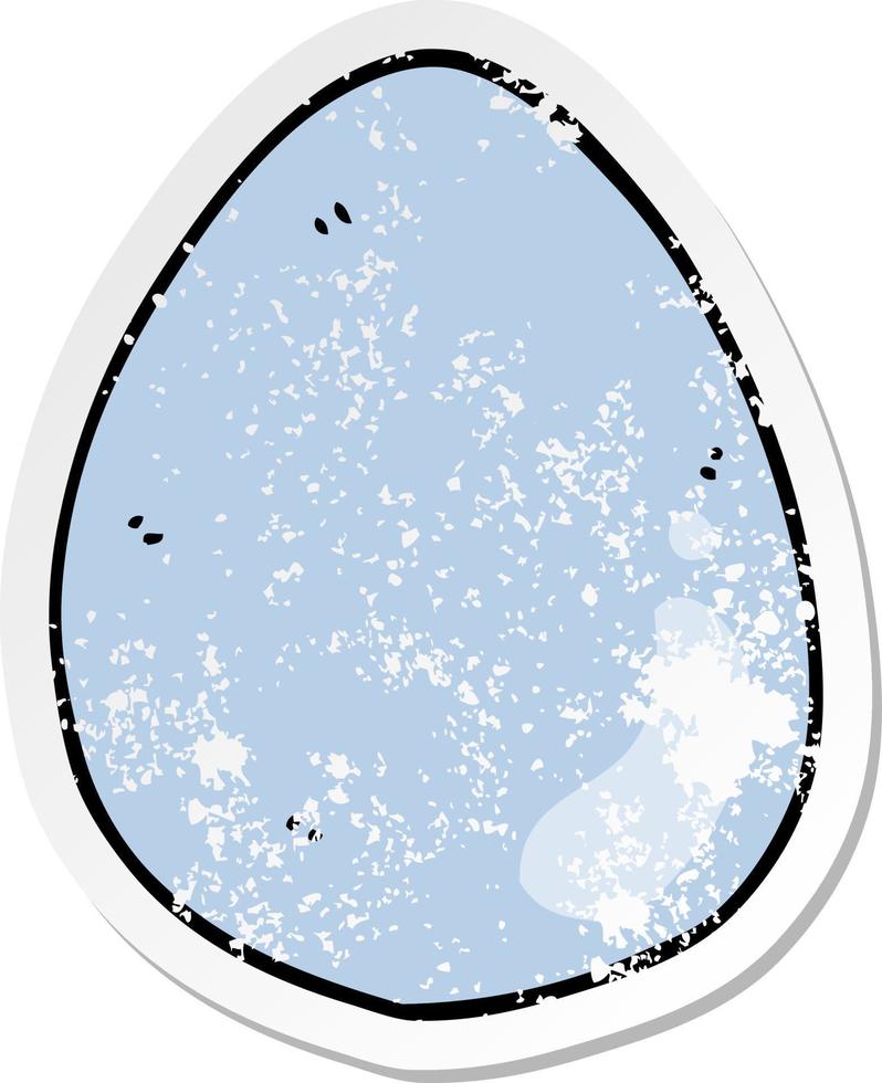 distressed sticker of a cartoon egg vector