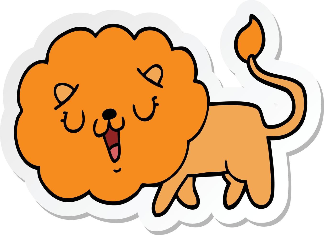 sticker of a cute cartoon lion vector