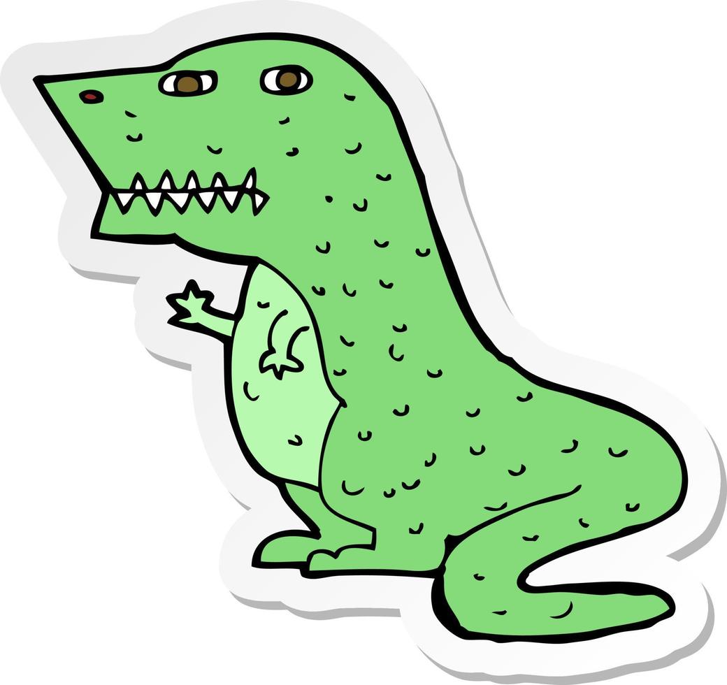 sticker of a cartoon dinosaur vector