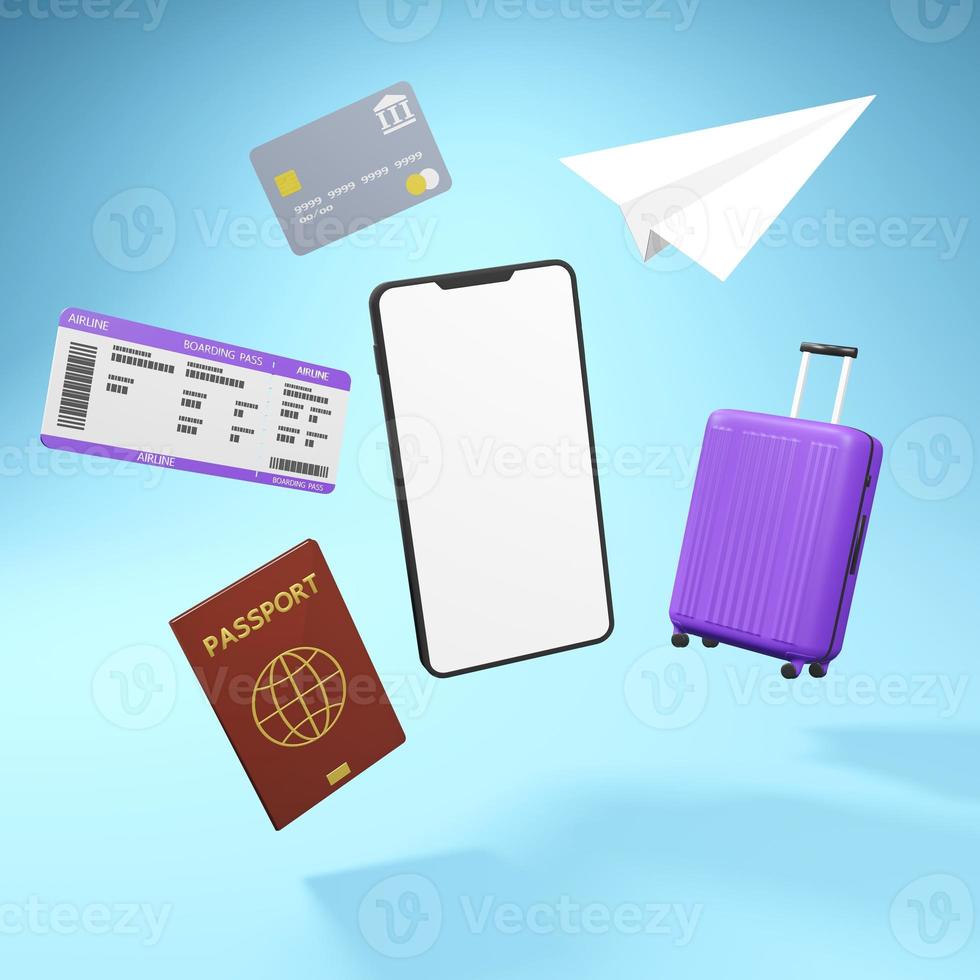 Mobile phone and travel icons photo