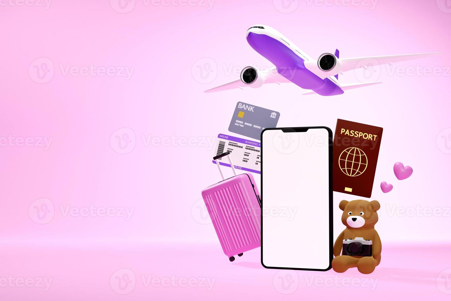 Mobile phone and travel icons photo