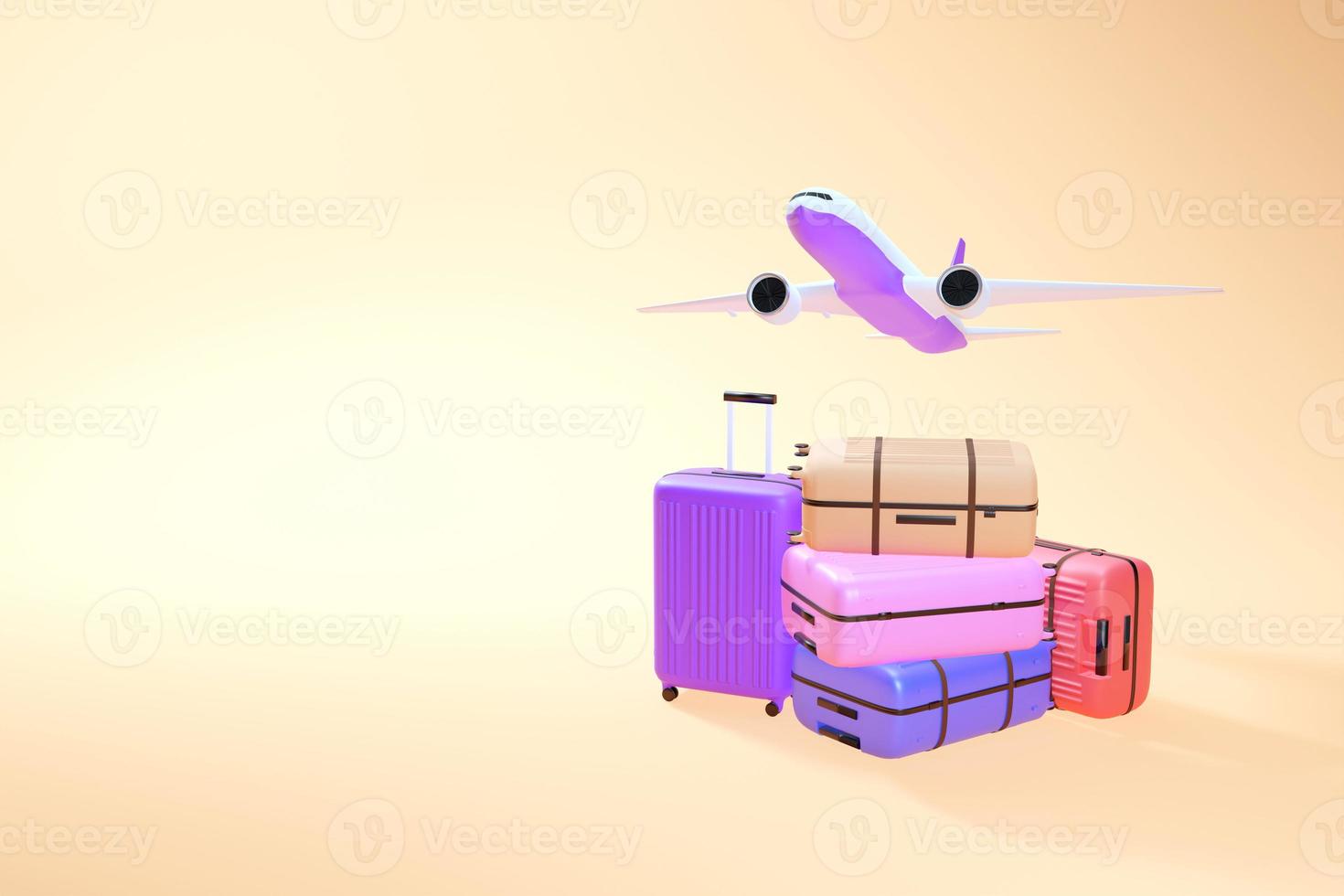 The plane flew over a large pile of luggage,3D rendering photo