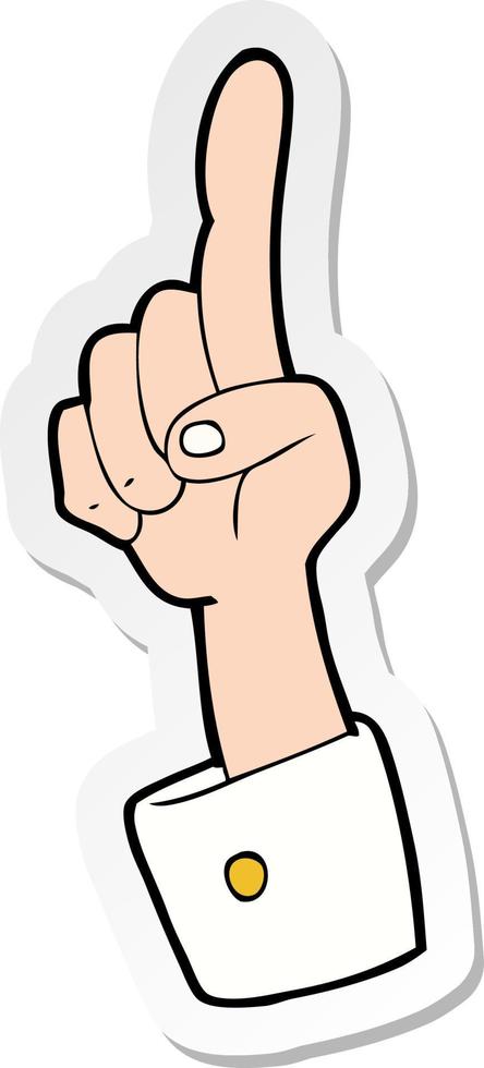 sticker of a cartoon pointing hand vector