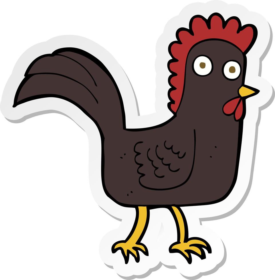 sticker of a cartoon chicken vector