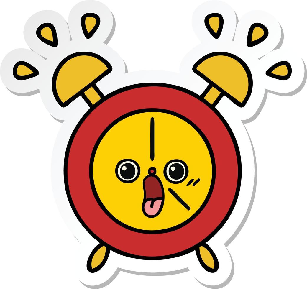 sticker of a cute cartoon alarm clock vector