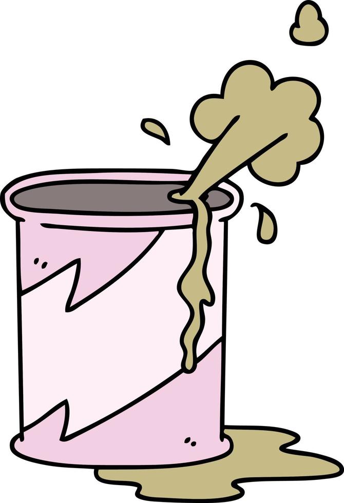 quirky hand drawn cartoon exploding soda can vector