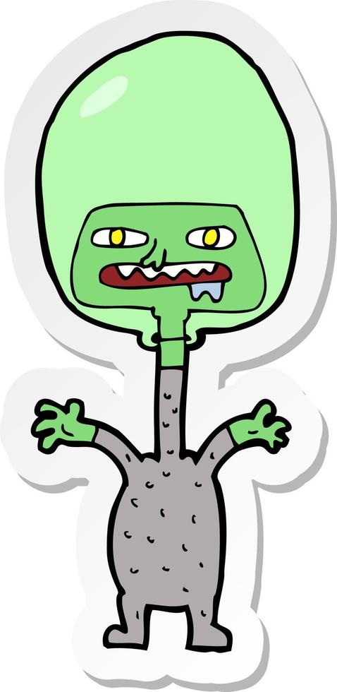 sticker of a cartoon space alien vector