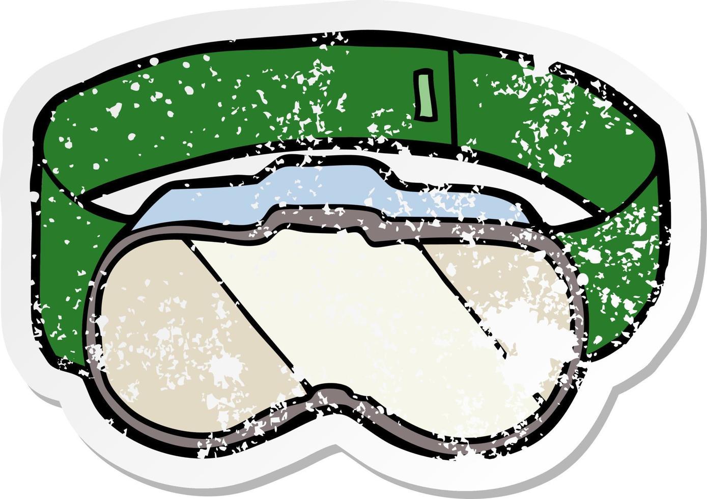 distressed sticker of a cartoon goggles vector